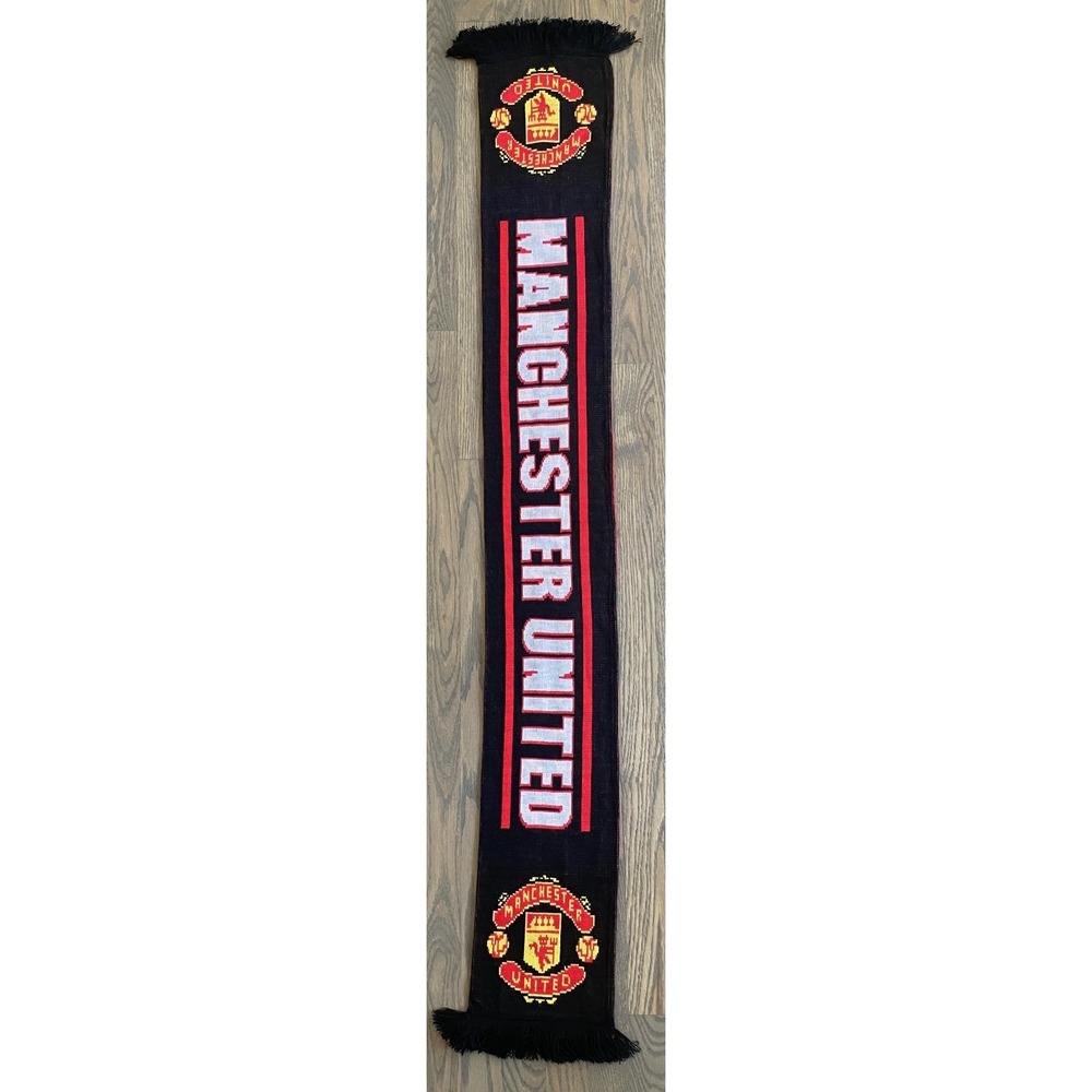 MANCHESTER UNITED Red/Black/Yellow Authentic Fringed Scarf Soccer Football